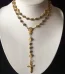 Religions Necklace Prayer Rosary Gold Alloy Rose Flower Beads Fitting Curved Needle Necklace