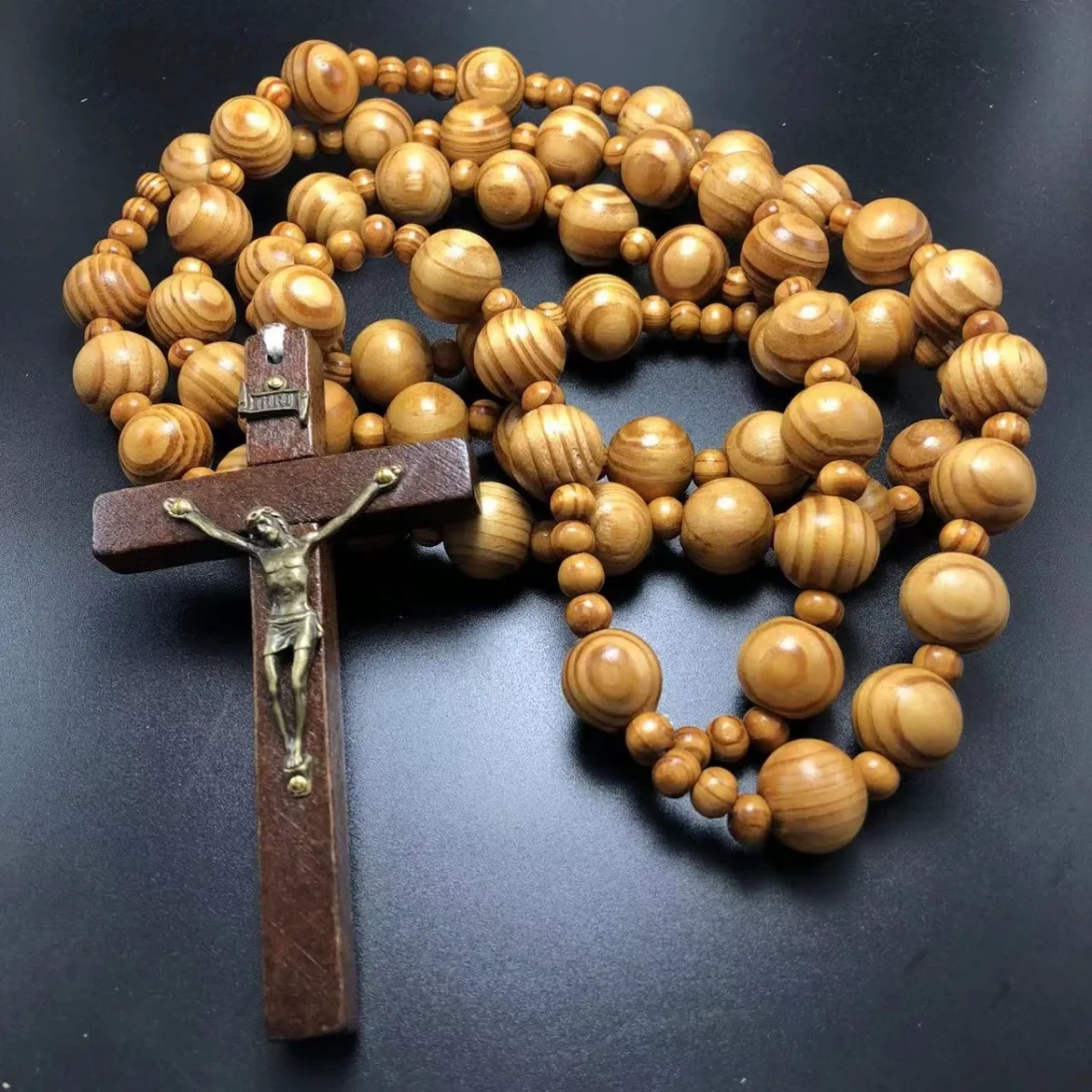 Wood Beads Decoration Hanging Wall Rosary Beads Over-sized Cross Church Wooden Beads Rosary Necklace Wall Rosary - Image 6