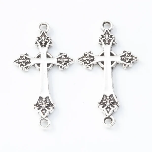 Catholic Cross Double Hole Zinc Alloy Pendant Gold Silver Ancient Bronze DIY Jewelry Accessories Wholesale