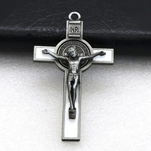Mecrt Cross Jesus Pendant 7.5*4.5cm Church Catholic Christian Religion Saint Benedict Retro Cross INRI Multiple Colors J