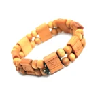 Wooden OM Bracelets with Wood Bead String Beads Elastic Bracelets for Yoga Practice Meditation Mindfulness - Image 2