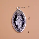 Miraculous Medal Oval in Antique Silver Alloy Virgin Mary Blue White Black Enamel Our Lady of Guadalupe - Image 3