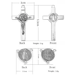 Antique Copper-plated Alloy Catholic Rosary Cross with Jesus & Saint Benedict Images for DIY Jewelry Accessories - Image 4