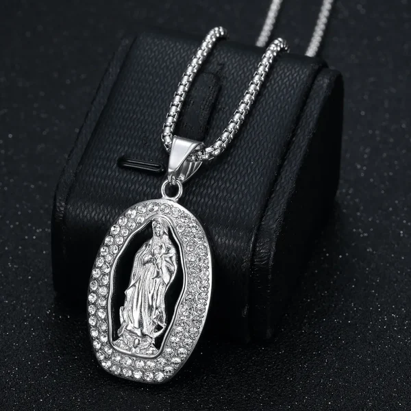 Fashion Accessories Stainless Steel Gold-plated Our Lady of Guadalupe Pendant Necklace Virgin Mary