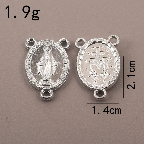 Catholic rosary accessories, oval three-hole pendant, vintage metal jewelry center connector wholesale