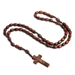 Catholic Prayer Beads Christian Rosary Elliptical Wooden Oval Beads Prayer Crosses Jesus Church Jewelry Easter Gifts Wholesale - Image 3