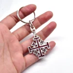 Mecrt Jerusalem Cross Keychain Pendant Religious Metal Accessory - Image 5