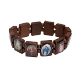 Natural Wooden Catholic Jewelry Christian Jesus Faith Rosary Bracelet Religious Charm Jewelry Bracelets on Hand Wholesale