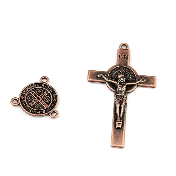 Crucifix Jewelry Accessories Cross for Catholic Rosary Antique Copper-plated Alloy DIY Jewelry Jesus Saint Benedict Exor