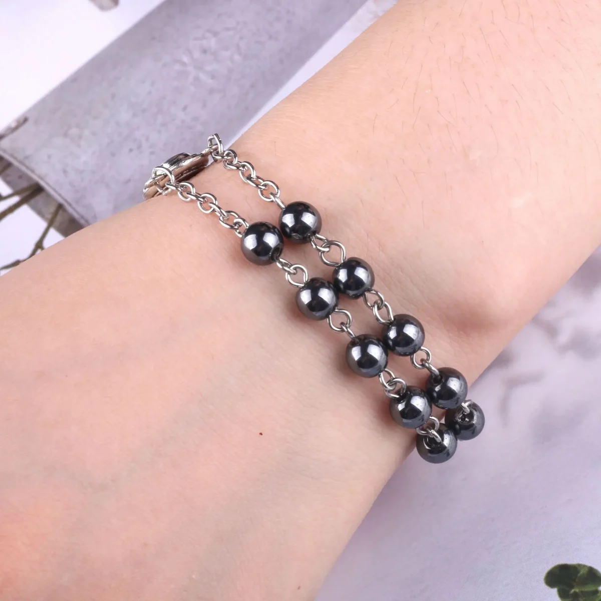 Hematite Rosary Bracelet Cross Catholic Holy Soil Baptism Communion Jewelry Wholesale - Image 3