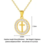 Wholesale New Fashion Women's Stainless Steel Rhinestone Heart Round With Cross Pendant Necklace in Gold/Silver Tone 20Inch - Image 4