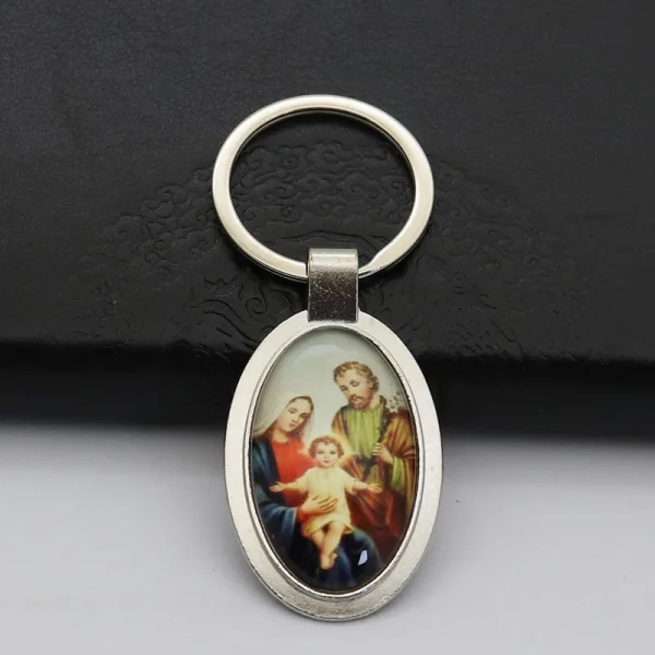 Catholic Keychain Mini Metal Keychains New Cartoon Photo Frame Pendant and Car Keychain Accessory