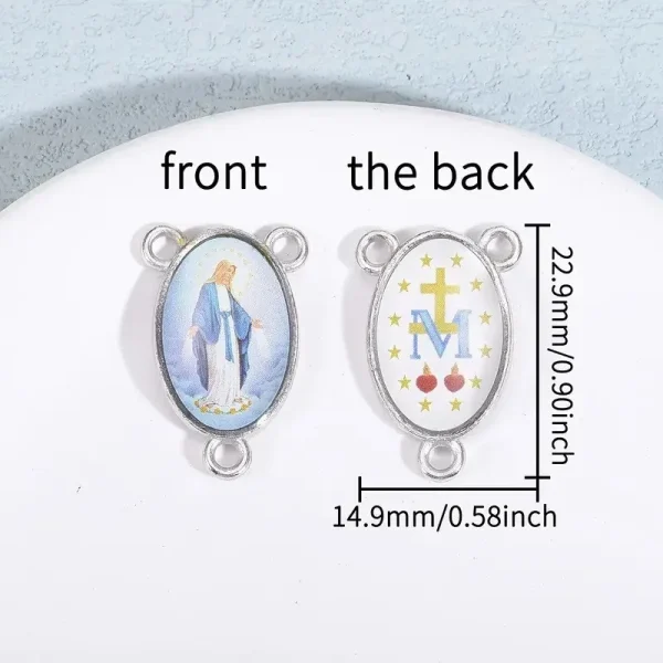 Catholic Rosary Centerpiece Saint Sticker Small Size Epoxy Resin Center Medal