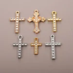 Simple Fashion Cross Alloy Inlaid Diamond Small Pendant DIY Bamboo Chain Sporty Unisex Necklace & Bracelet Accessories