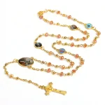 Rosary Prayer Beads Cross Necklace Colored GlassEaster Virgin Mary Christian Prayer Beads Processing and Customization - Image 4
