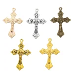Mecrt Catholic Cross Pendant Zinc Alloy Colorful Jesus DIY Jewelry Accessories