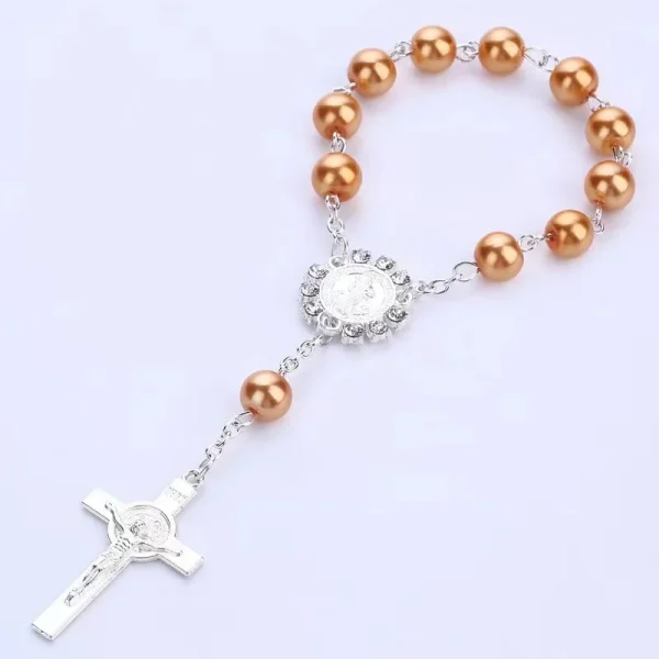 Religion Wedding Pray First Communion Baptism Zinc Alloy Silver Cross Pendant Rosary Charm Bracelet Catholic Unisex