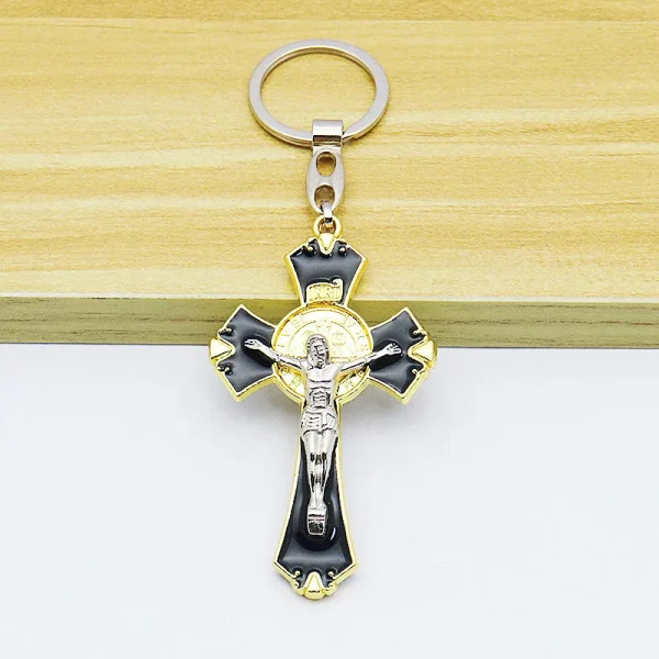 Mecrt Religious Crucifix Cross Pendant Necklace Keychain Jewelry Sets Travel Souvenirs Crafts Gifts Fashion Car Accessor