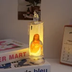 Mecrt Mecrt Catholic LED Light Electronic Wax Candles Religious Acrylic Simulation of Our Lady Jesus for Christmas Gift