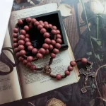 Modern Chaplets Red Large Wooden Handcrafted Catholic Rosary Beads Cross Necklace Religious Gift Antique Silver Plated - Image 2