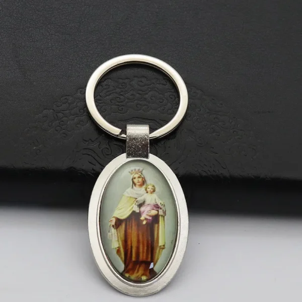 Catholic Keychain Mini Metal Keychains New Cartoon Photo Frame Pendant and Car Keychain Accessory