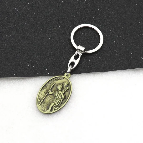 Saint Christopher Key Holder St. Anthony Silver Metal Keyring Protection Traveller Gift Catholic Keychain Religious