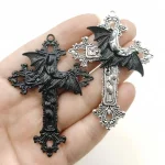 Large Victorian Cross Necklace Long Chain God Silver Religious Catholic Jesus Cross