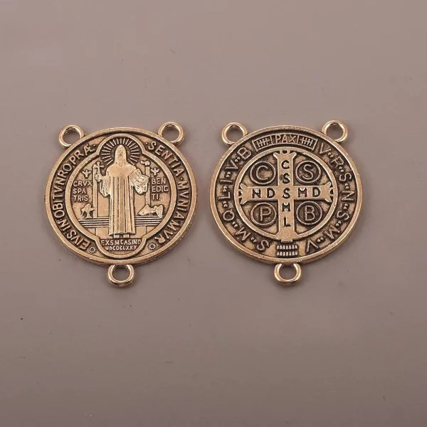 Catholic Gold Round Priest Listing Necklace DIY Zinc Alloy Pendant, Cross Pattern Jewelry Pendant