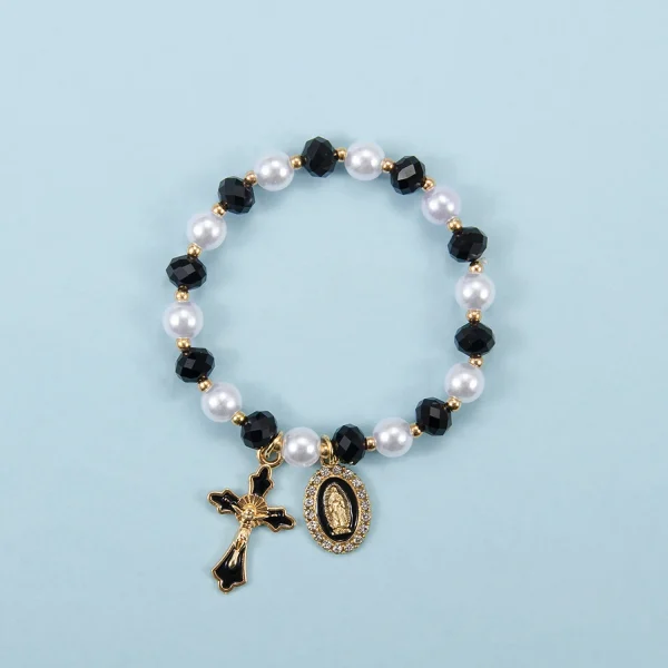 Hot-Selling Saint Benedict Cross Series Pendant Gold-Plated Alloy Beaded Bracelet