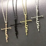 Cross Necklace Titanium Steel Stainless Steel Trendy Necklace Faith Pendant 4 Color Choices-Chain Type Jewelry Accessories - Image 2