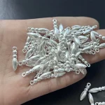 Alloy Electroplated Imitation Gold Silver Plant Pattern Tassel Pendant Earrings Hanging Ornaments Jewelry Bracelet Beads DIY - Image 3