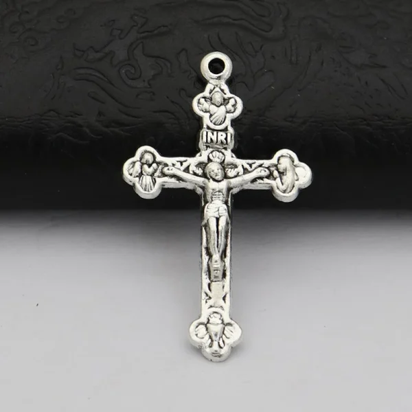 Retro Crucifix Electroplated Vatican Rosary Religious DIY Jesus Cross Component Pendant Hanging VATICANO Accessories Par