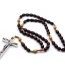 8*10 Dark Coffee Color Rice-Shaped Pearl Beads Bamboo Chain Diamond Braided Rosary Cross Necklace Export Jewelry