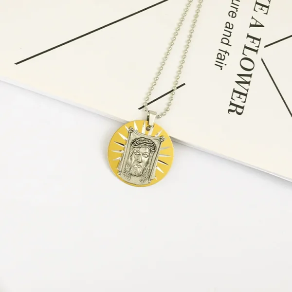 Catholic Jesus Pendant Metallic Fashion Personality Necklace Accessories Laser Craft Jewelry Necklace Pendant
