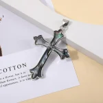 Vintage Inlaid Shell Twist Pattern Cross, Abalone Shell Men's and Women's Pendants Christian Cross Jewelry Pendant Accessories - Image 6