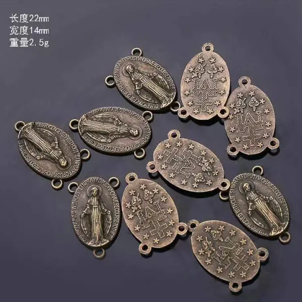 Mecrt Catholic Jewelry Accessories Virgin Mary Triangle Connector Charms Cross Pendant Raft Alloy Jewelry Necklace Ankle