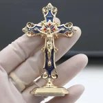 Mecrt Catholic Ornament Crucifix Enamel Cross Decorations Religious Prayer Jesus Figurine Metal Statues Cheap Gift - Image 5