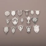 Oval tee pendant, wholesale from manufacturers, cross-border supply, retro metal jewelry pendant, rosary necklace pendant.
