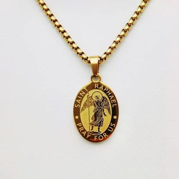 Mecrt Stainless Steel Saint Christopher & Virgin Mary Pendant Necklace Religious Cross Catholic Jewelry Pendant Gift