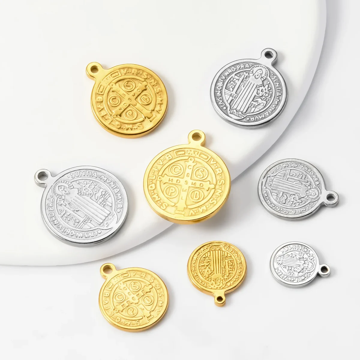 Catholic Stainless Steel Three-dimensional Pendant St. Benedict Exorcism Prayer Holy Relic DIY Jewelry Accessories - Image 5