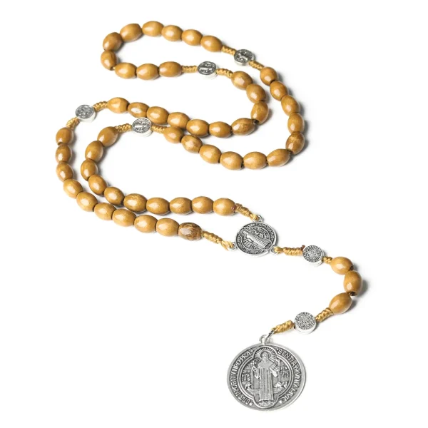 Catholic Custom Rosary Beads 8*10mm Wooden Beads Cross Jesus Saint Necklace Jewelry Christianity Rosaries Gift Making Su