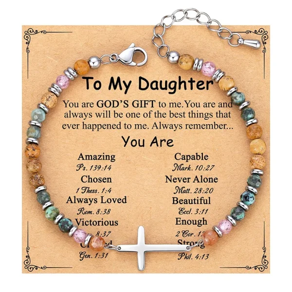 Hot Selling Cross Charm Bracelet Women Stone Bangle Wholesale Trendy Christian Jewelry Friends Family Gift