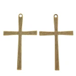 Christian Cross Pendant White Zinc Alloy DIY Jewelry Accessory Imitates Tree Bark Pattern Fashionable Pendants & Charms - Image 4