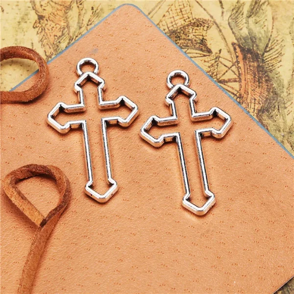 Christian Cross Catholic Hollow Three-dimensional Alloy Pendant 38*22MM Cross Pendant DIY Jewelry Necklace Accessories