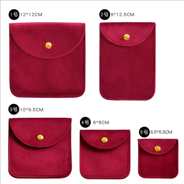 Square Velvet Metal Snap Jewelry Container Small Gift Bag Jewelry Packaging Accessories Storage Catholic Rosary Pouch