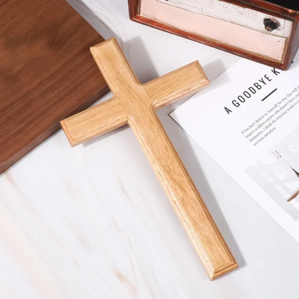 Wood Cross Ornament Modern Minimalist Christmas Home Decor Solid Wood Cross Decoration Wooden Craft Display Piece
