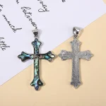 Vintage Inlaid Shell Twist Pattern Cross, Abalone Shell Men's and Women's Pendants Christian Cross Jewelry Pendant Accessories - Image 3