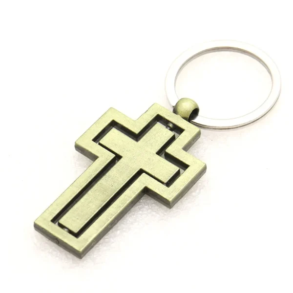 Rotating Metal Pendant Keychains in Stock Men’s and Women’s Car Key Chain Accessories Christian Cross Easter