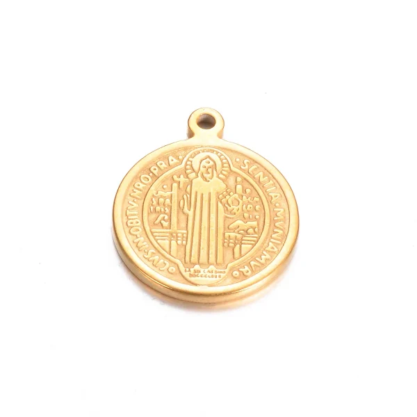 Catholic Stainless Steel Three-dimensional Pendant St. Benedict Exorcism Prayer Holy Relic DIY Jewelry Accessories