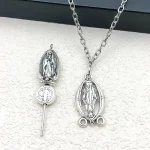 European and American retro Catholic oval three-hole alloy cross pendant pendant DIY jewelry accessories - Image 3